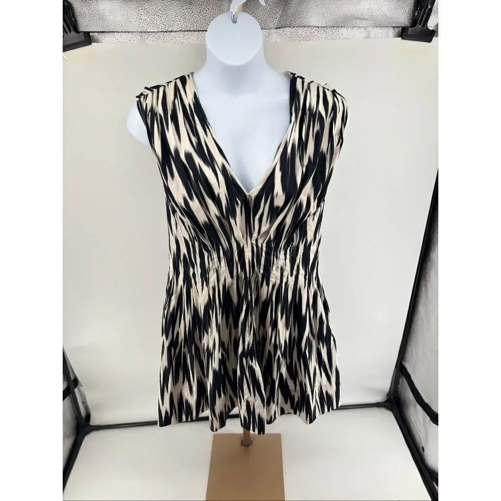 Banana Republic Women Black White Cici Poplin Dress Sleeveless Size 20